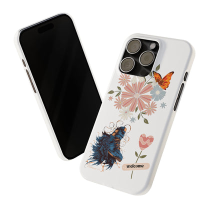 Floral Welcome Slim Phone Case - Vibrant Butterfly Design