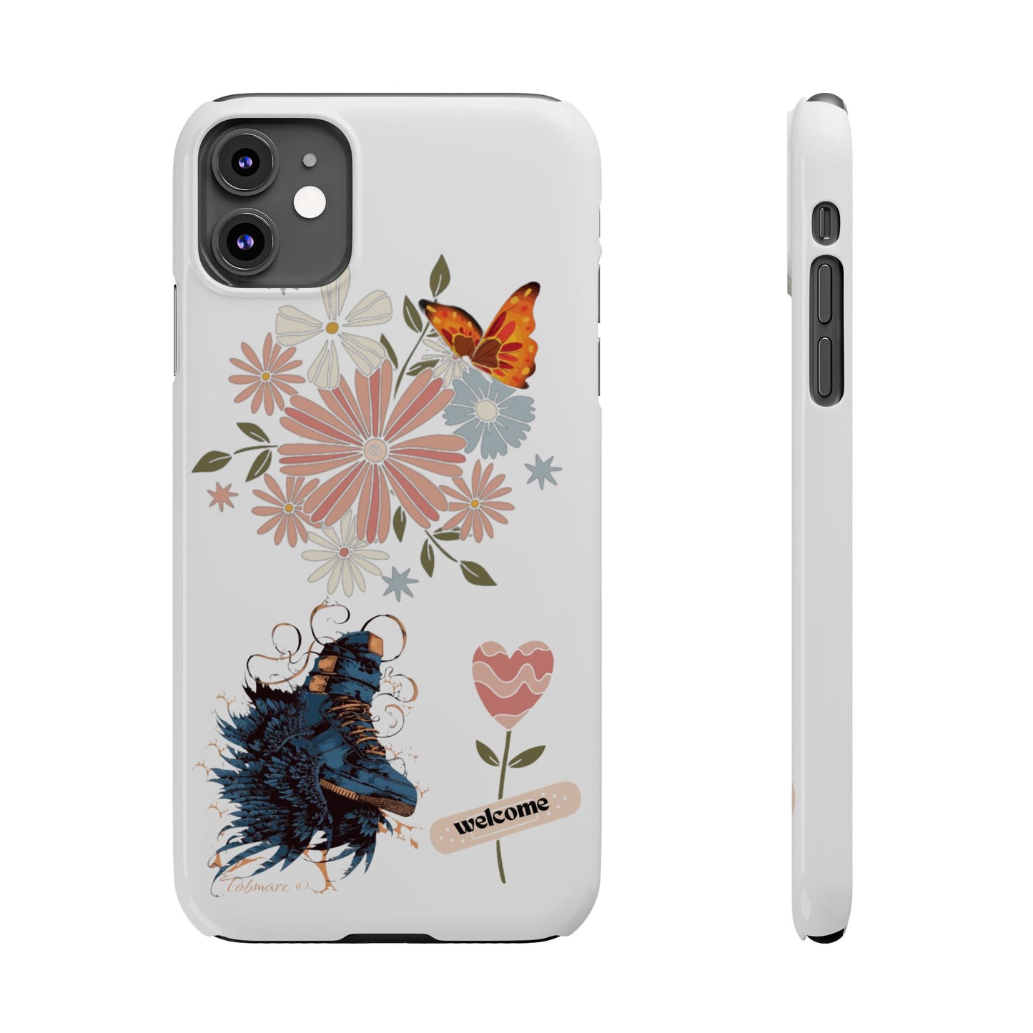 Floral Welcome Slim Phone Case - Vibrant Butterfly Design