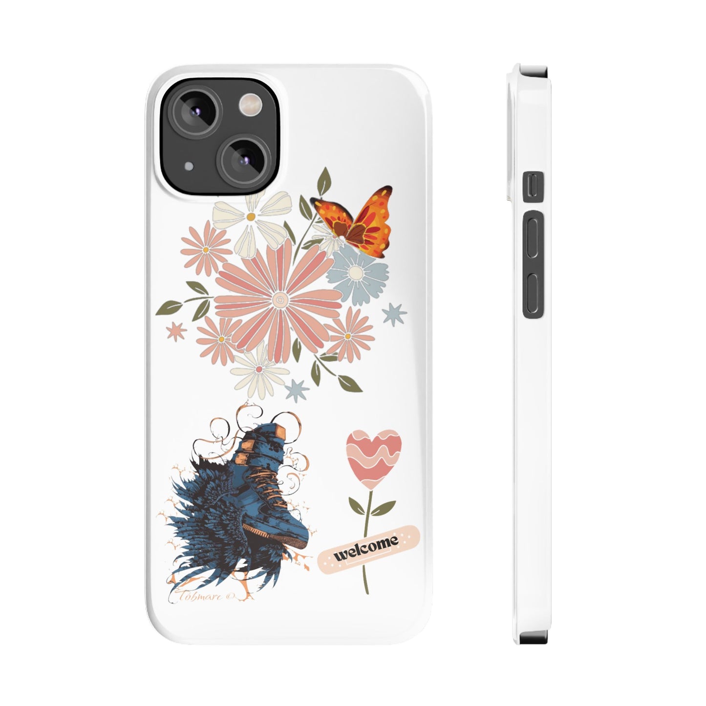 Floral Welcome Slim Phone Case - Vibrant Butterfly Design