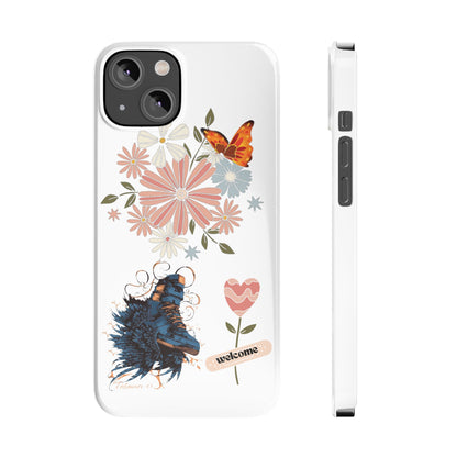 Floral Welcome Slim Phone Case - Vibrant Butterfly Design