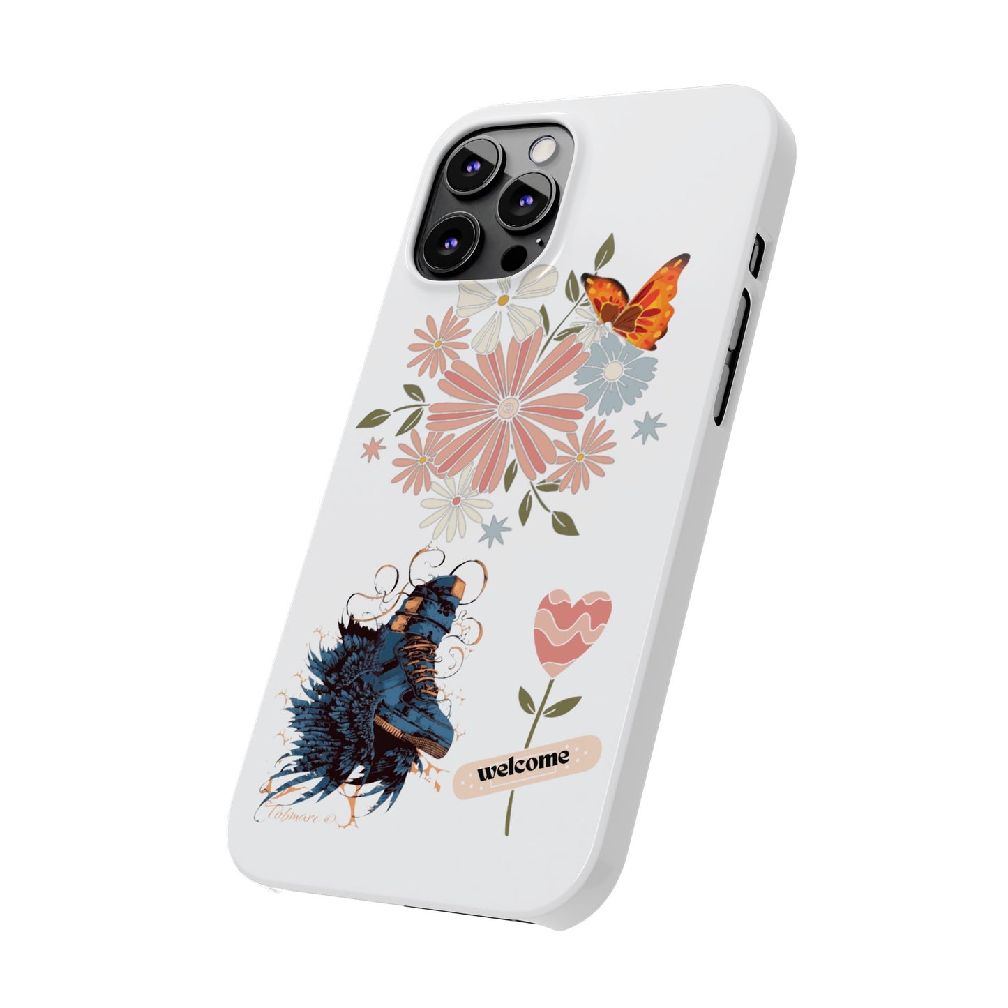 Floral Welcome Slim Phone Case - Vibrant Butterfly Design