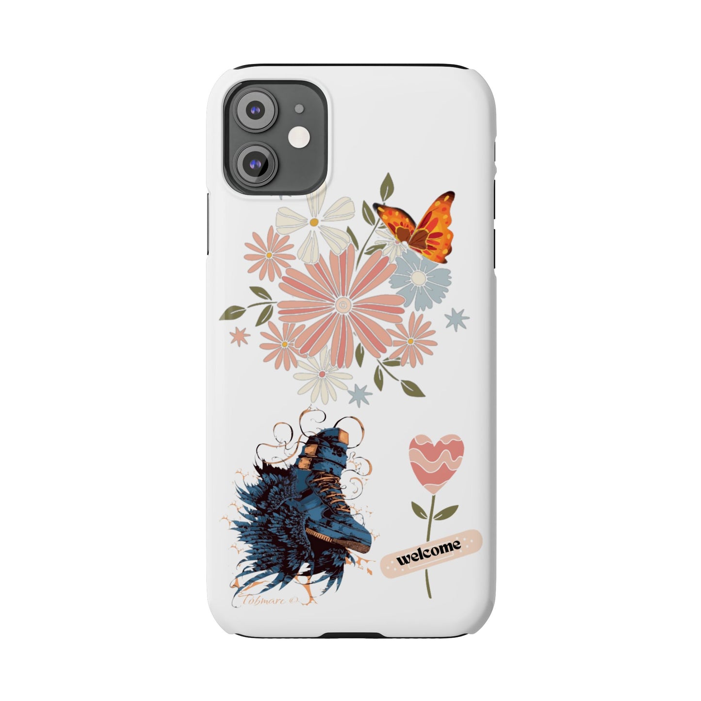 Floral Welcome Slim Phone Case - Vibrant Butterfly Design