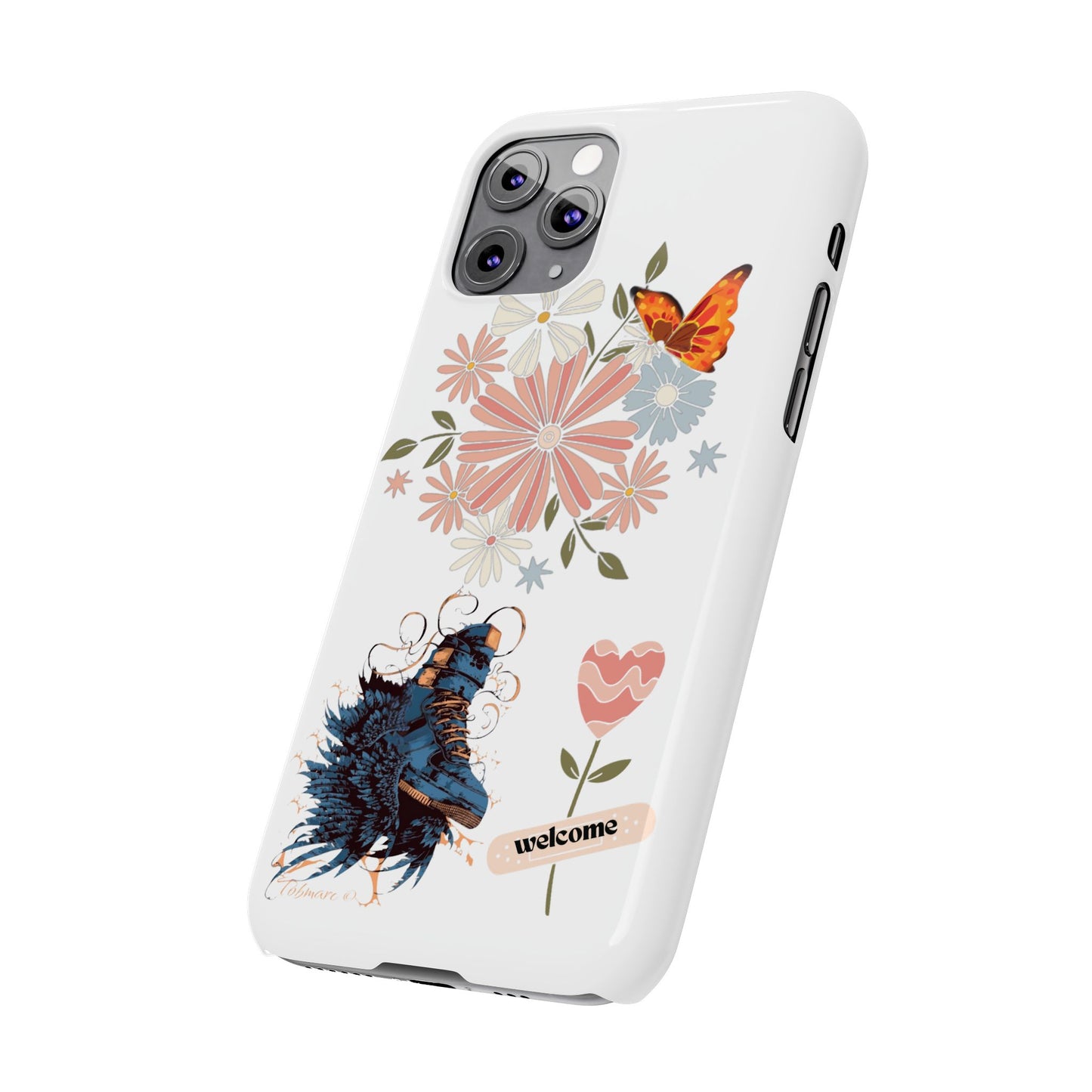 Floral Welcome Slim Phone Case - Vibrant Butterfly Design
