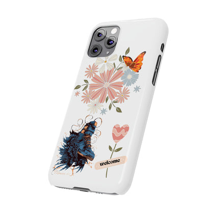 Floral Welcome Slim Phone Case - Vibrant Butterfly Design