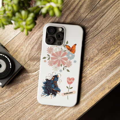 Floral Welcome Slim Phone Case - Vibrant Butterfly Design