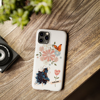 Floral Welcome Slim Phone Case - Vibrant Butterfly Design