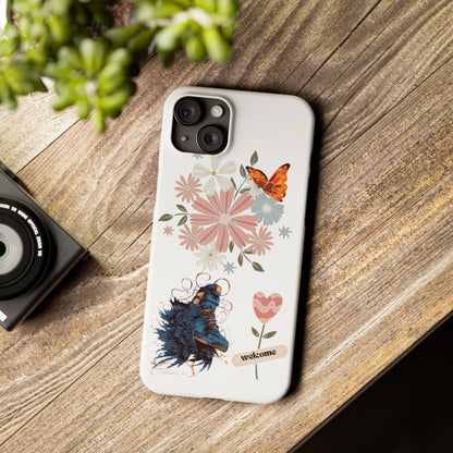 Floral Welcome Slim Phone Case - Vibrant Butterfly Design