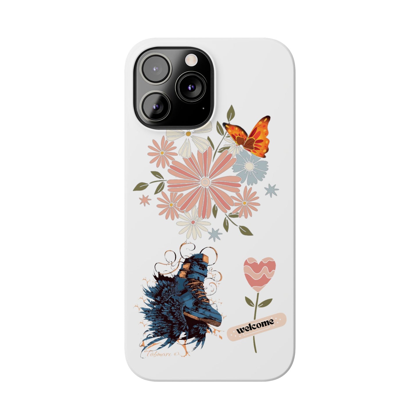 Floral Welcome Slim Phone Case - Vibrant Butterfly Design
