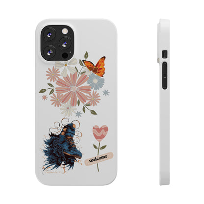 Floral Welcome Slim Phone Case - Vibrant Butterfly Design