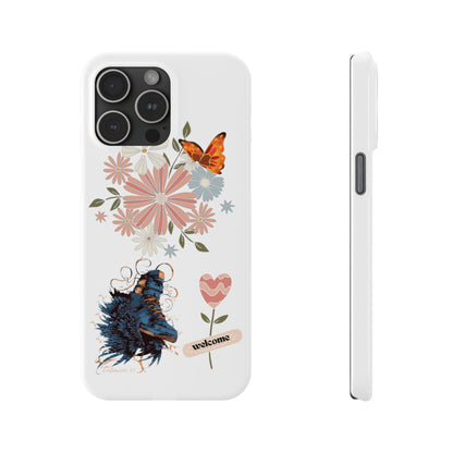 Floral Welcome Slim Phone Case - Vibrant Butterfly Design